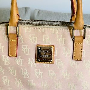 Dooney and Bourke Pink Cream Monogram Satchel